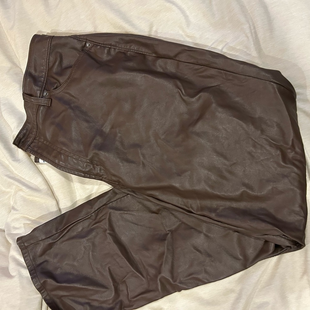 Old Navy Faux Leather Boot-Cut Pants in Brown